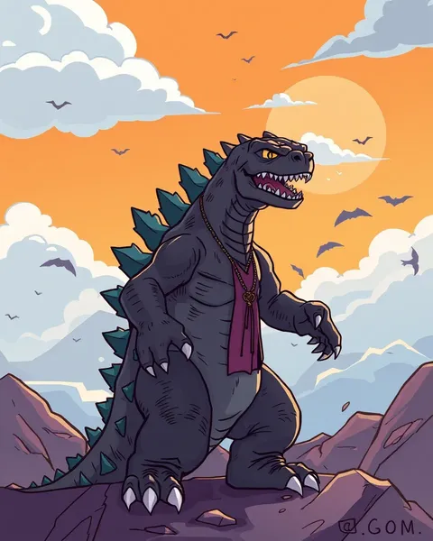 Imagens de Godzilla de Cartum: Monstro Iconic em Cartum Animado