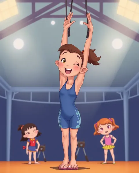 Imagens de Gymnasia de Cartoon Exibem Habilidades Acrobáticas