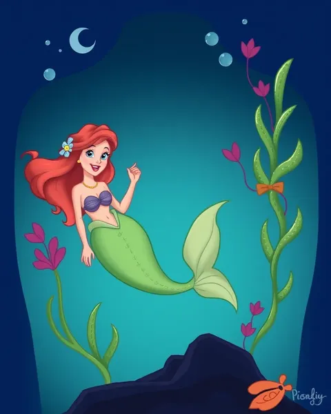 Imagens de Mermaid de Cartoon Exibidas em Ilustrações Coloridas