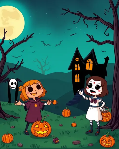 Imagens de Personagens de Halloween Coloridas de Cartoon