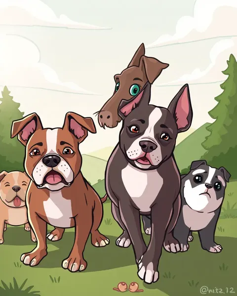 Imagens de Pitbull Cartoon que Mostram Companheiros Caninos Macios