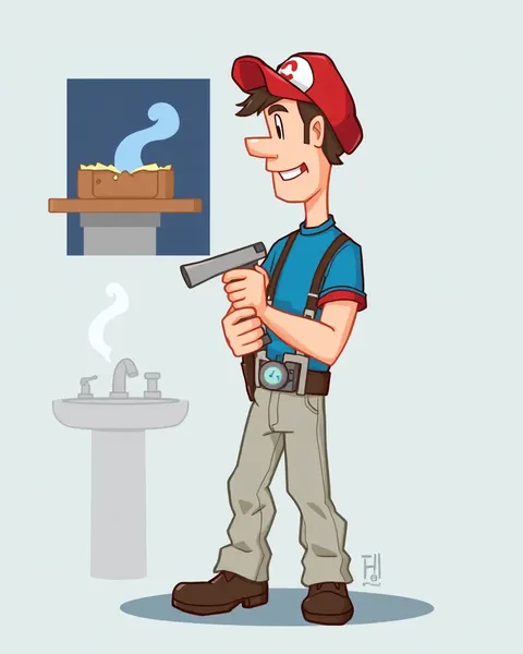 Imagens de Plumber de Cartum para Fixações de Banheira