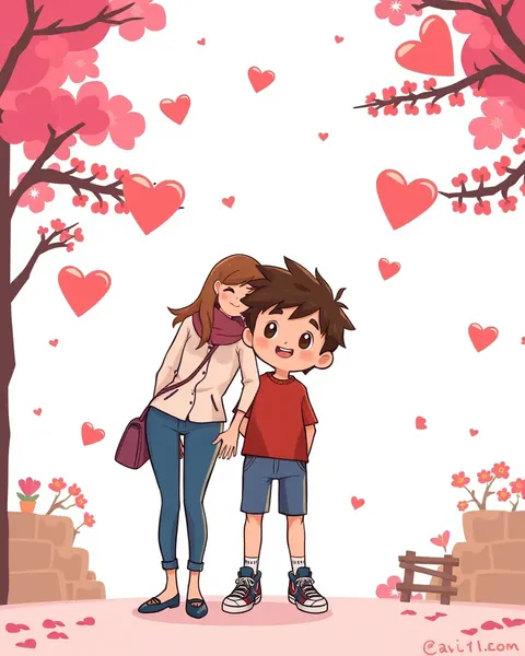 Mãe e Filho Imagens de Cartoon para Entretenimento Infantil