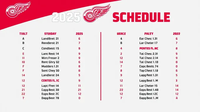 O calendário de hóquei da temporada 2025-2025 dos Red Wings de Detroit foi divulgado