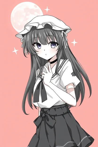 Personagem de menina de anime em preto e branco