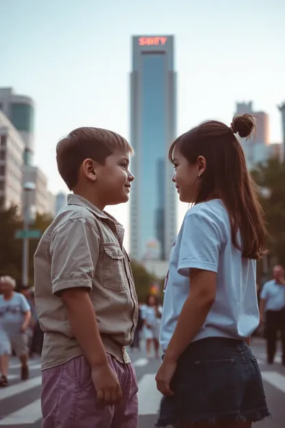 Praças da Cidade Testemunham Showdown de Menino e Menina