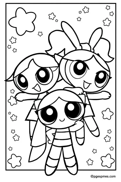 Páginas de colorir das Meninas Powerpuff para pré-escolares