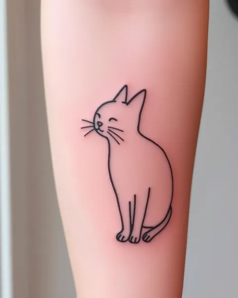 Tatoo Minimalista de Gato para Pele Pequena e Delicada