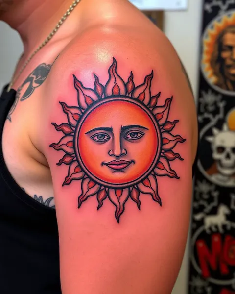 Tatuagens do Sol para Homens: Um Artista Corporal Tendência