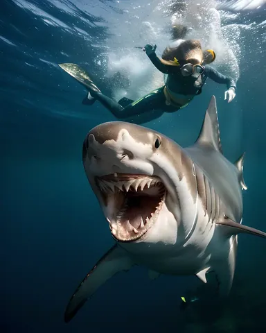 Tubarões Vivem no Profundo Escuro do Oceano Azul